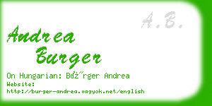 andrea burger business card